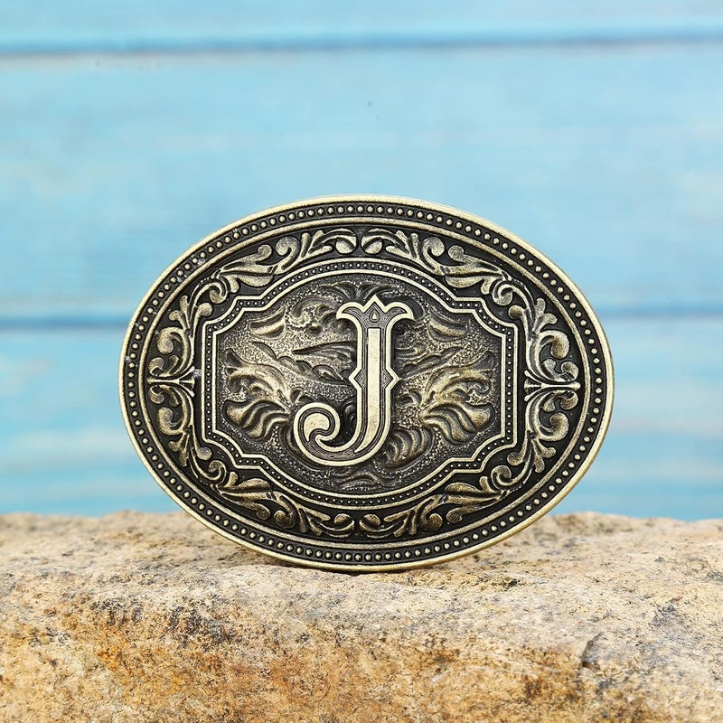 Fibbadet Store Belt Buckles Men Initial Letters A-Z Western Rodeo Cowboy Cowgirl Belt Buckle for Men Boys Halloween Birthday Party - Image 3